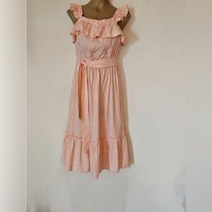 NWT Michael Kors Peach and White Stripped Midi Dress
